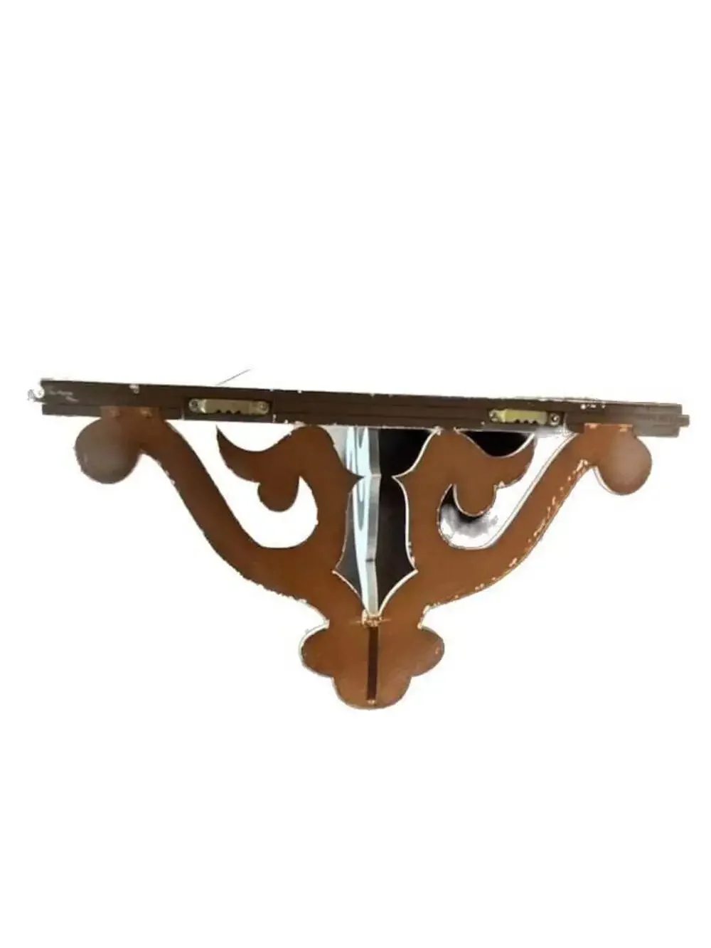 Vintage Style Ornate White Wood Wall Shelf with Decorative Scroll Brackets